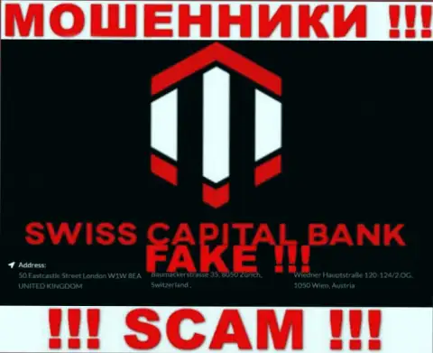 Так как адрес на сайте SwissCapital Bank ложь, то в таком случае и связываться с ними крайне опасно