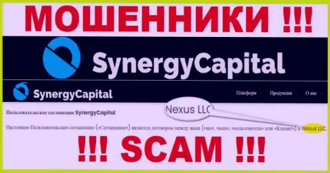 Юридическое лицо, управляющее обманщиками SynergyCapital Top это Nexus LLC