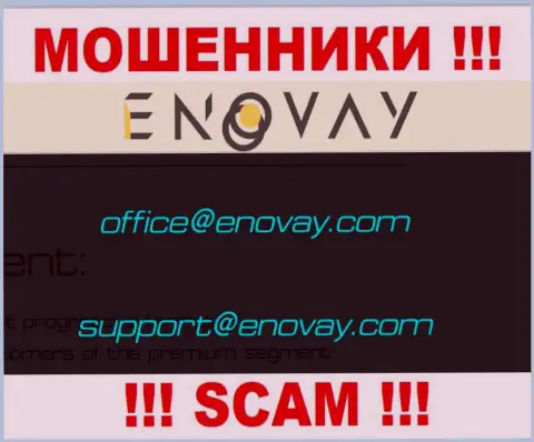 Адрес электронной почты, который интернет-мошенники ЭноВей Ком предоставили на своем официальном сайте