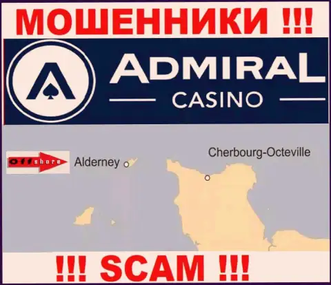 Поскольку АдмиралКазино находятся на территории Алдерней, украденные финансовые вложения от них не вернуть