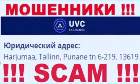 UVCExchange Com - это незаконно действующая компания, которая спряталась в оффшорной зоне по адресу: Harjumaa, Tallinn, Punane tn 6-219, 13619