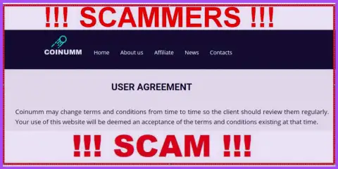 Coinumm Scammers can remake their agreement at any time
