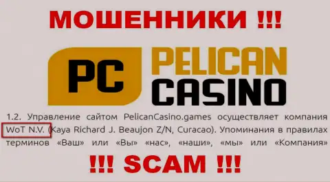 Юридическое лицо компании PelicanCasino Games - WoT N.V.