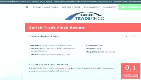 Подробный обзор манипуляций Zurich Trade Finco, высказывания клиентов и доказательства лохотрона
