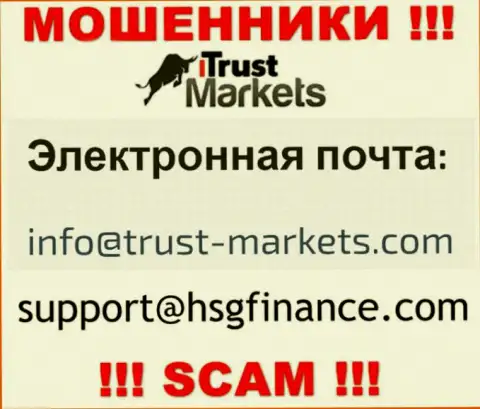 Компания Trust Markets не скрывает свой e-mail и предоставляет его у себя на сайте