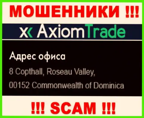 Компания Axiom-Trade Pro находится в офшоре по адресу 8 Copthall, Roseau Valley, 00152 Commonwealth of Dominika - явно мошенники !!!