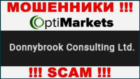 Аферисты Opti Market сообщили, что Donnybrook Consulting Ltd управляет их лохотронном