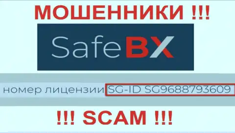 SafeBX, запудривая мозги доверчивым клиентам, показали у себя на онлайн-сервисе номер своей лицензии на осуществление деятельности