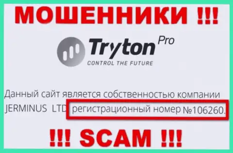 Номер регистрации компании Tryton Pro, возможно, что и липовый - 106260