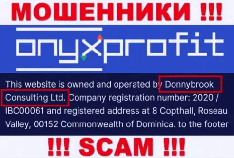 Юридическое лицо компании Оникс Профит - Donnybrook Consulting Ltd, инфа позаимствована с официального веб-портала