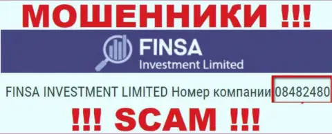 Как указано на официальном интернет-портале мошенников Finsa Investment Limited: 08482480 - это их регистрационный номер