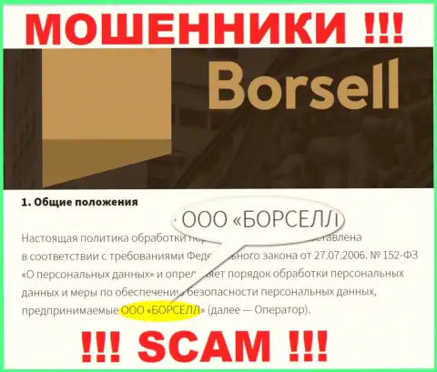 Махинаторы Борселл принадлежат юр лицу - ООО БОРСЕЛЛ