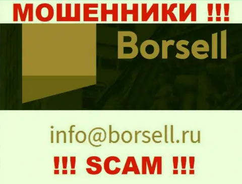 У себя на интернет-сервисе мошенники Borsell Ru показали этот адрес электронной почты