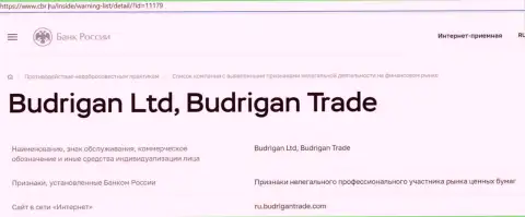 Кидалы Budrigan Ltd попали в черный список ЦБ России
