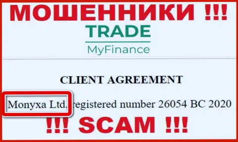 Вы не сможете сберечь собственные вложенные денежные средства связавшись с компанией TradeMyFinance Com, даже в том случае если у них есть юридическое лицо Monyxa Ltd