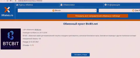 Информационный материал об онлайн обменнике БТКБит Нет на сайте иксрейтес ру