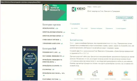 Обзорный материал об условиях спекулирования форекс дилинговой компании KIEXO, размещенный на портале директори финансмагнатес Ком