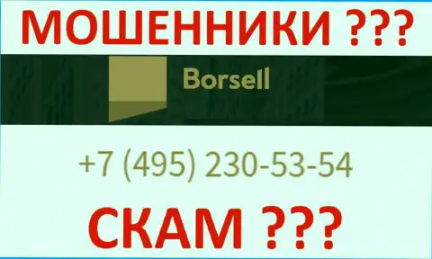 С какого именно номера телефона будут названивать интернет-мошенники из компании Borsell неведомо, у них их масса