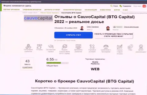 Обзор дилинговой организации CauvoCapital Com в информационном материале на web-сервисе трейдерсюнион ком