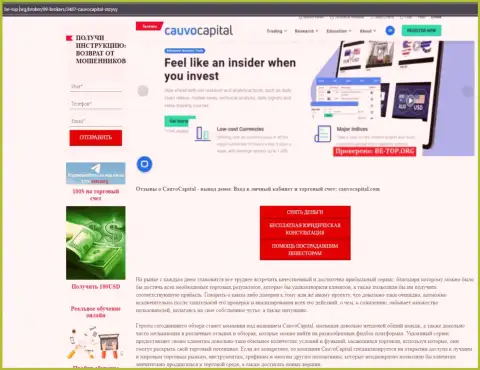 Обзорный материал об условиях торговли организации Cauvo Capital на веб-портале Би Топ Орг