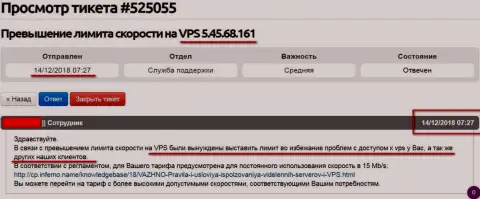 Веб-хостер отписался, что ВПС сервера, где был размещен сайт ffin.xyz ограничен по скорости