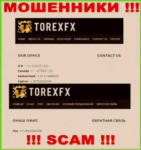 В арсенале у обманщиков из компании TorexFX Com припасен не один номер телефона